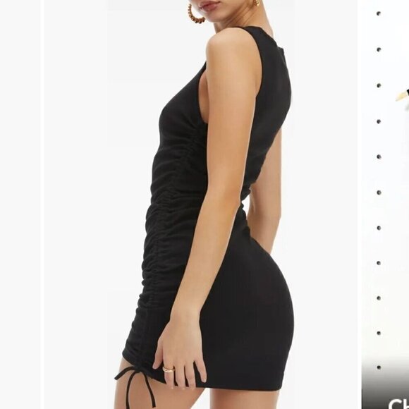 NWT Good American Black Ruched Tank Mini Dress - Size: 4 (Extra Large) - Picture 7 of 10